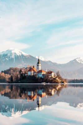Bled en eiland op een meer Bled, Slovenië